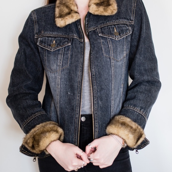 Giacca Jackets & Blazers - Giacca denim jacket with faux fur
